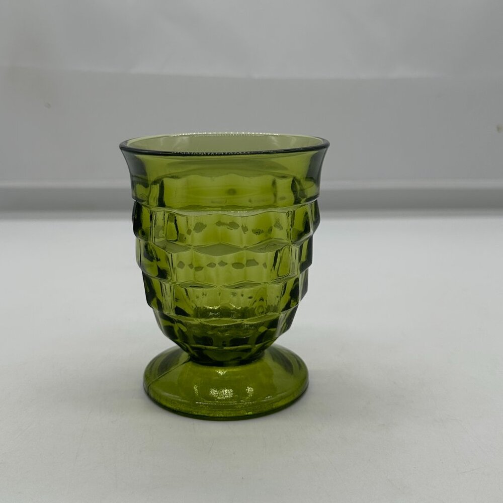 Vintage Colony Whitehall Green Avocado Footed Tumbler 9 OZ EUC